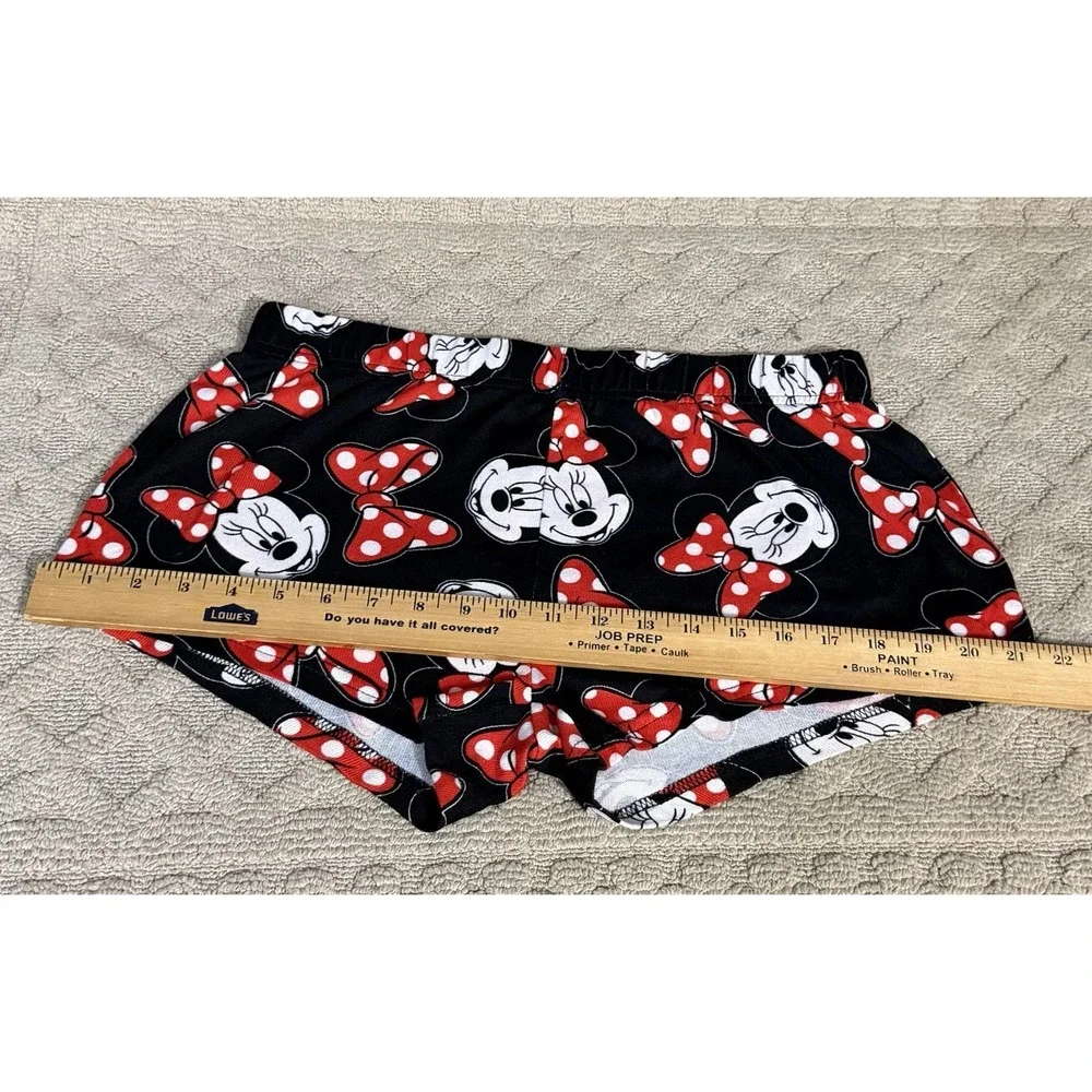 Disney Minnie Mouse Shorts Womens Small Black Red Bow Lounge Sleepwear - Picture 3 of 10